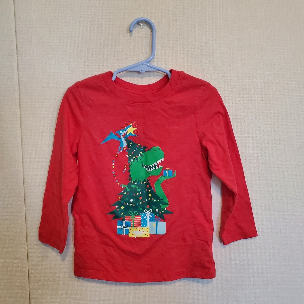 Cat & Jack toddler dinosaur Christmas shirt. 3T.